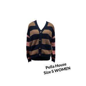 Time and Tru Boyfriend Cardigan Midweight Sweater Women's Size S Dark Navy